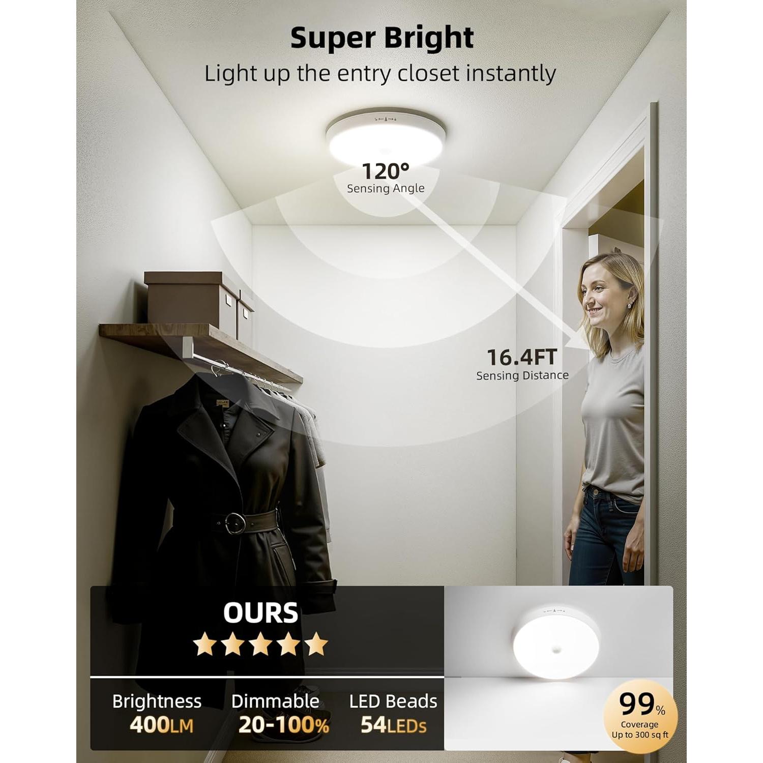 Luz de Ducha Recargable EZVALO 400LM con Sensor de Movimiento