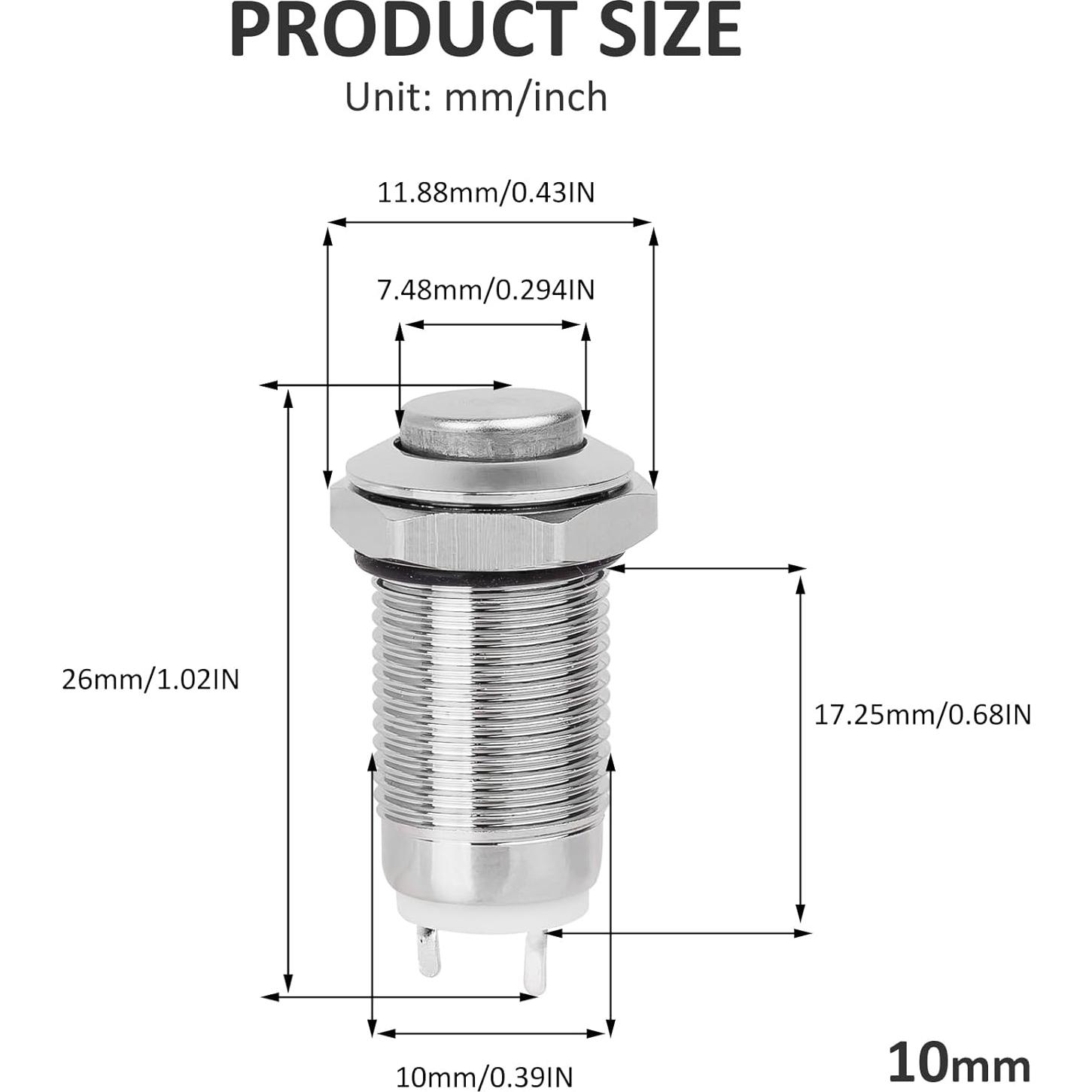 Interruptor a Prueba de Agua DIYhz GQ10H-10 10mm 220V 1A - 3 Piezas