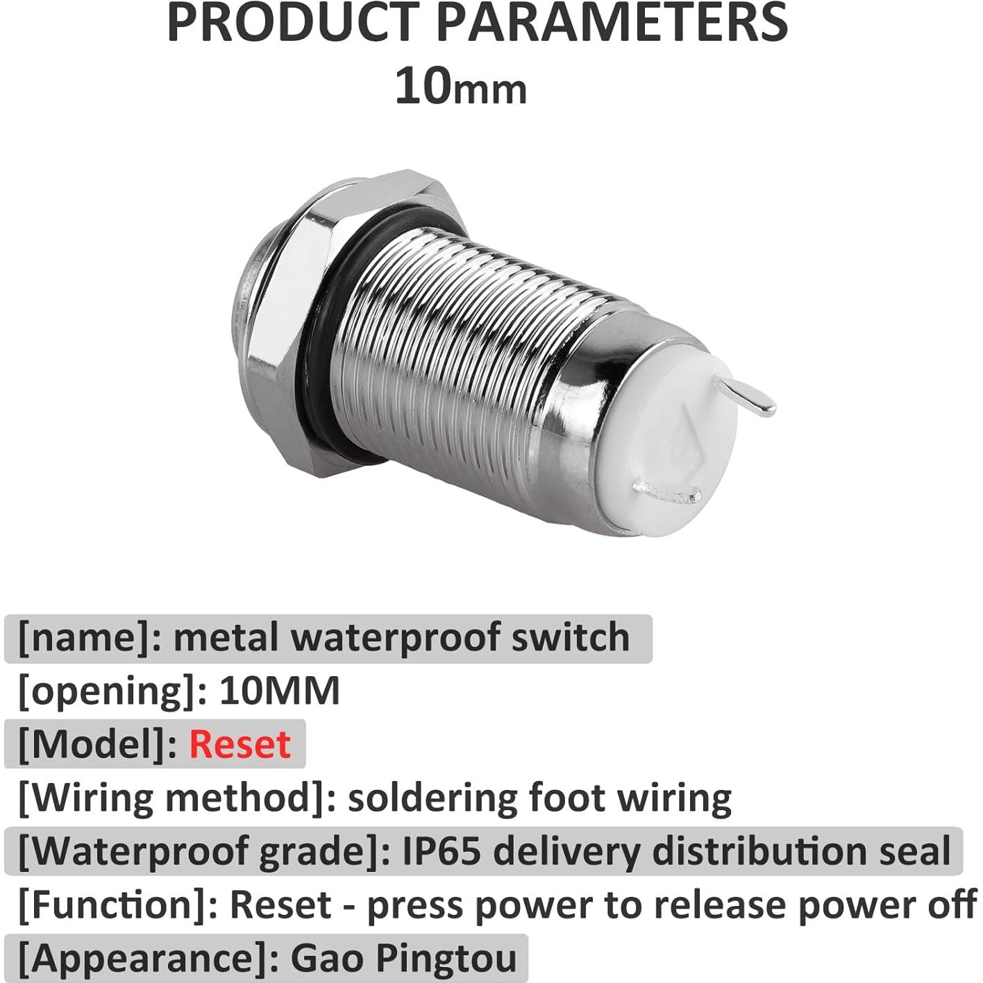 Interruptor a Prueba de Agua DIYhz GQ10H-10 10mm 220V 1A - 3 Piezas