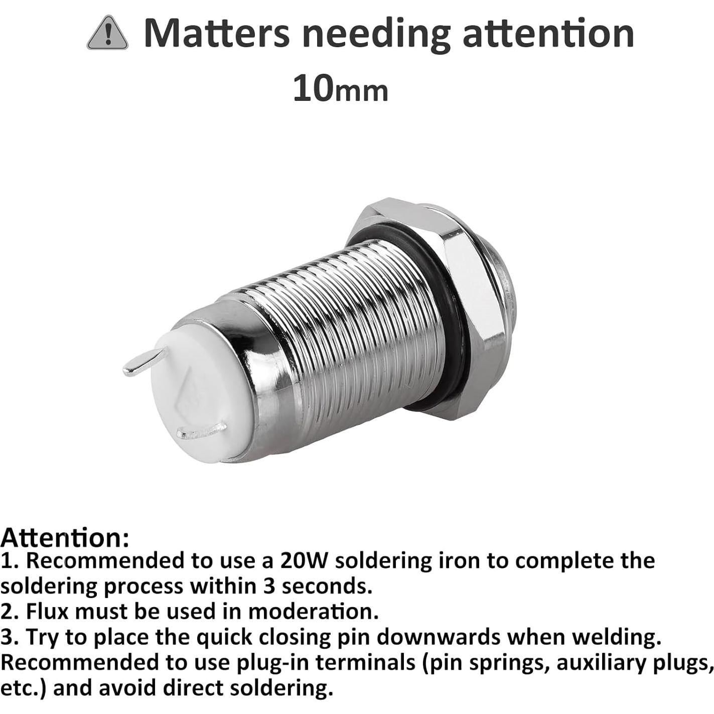 Interruptor a Prueba de Agua DIYhz GQ10H-10 10mm 220V 1A - 3 Piezas