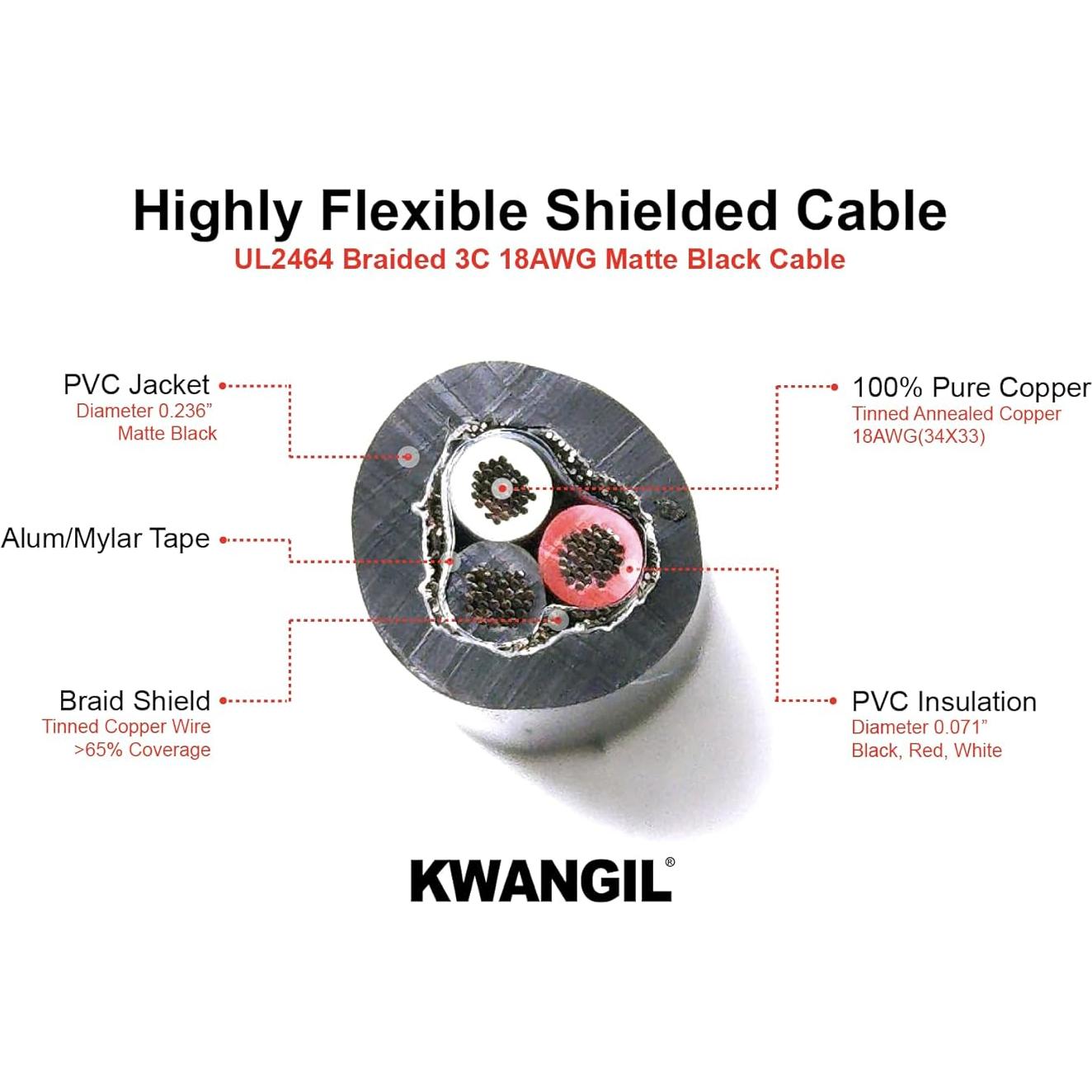 Cable Blindado 18AWG 3C KWANGIL 7.62m PVC Flexible