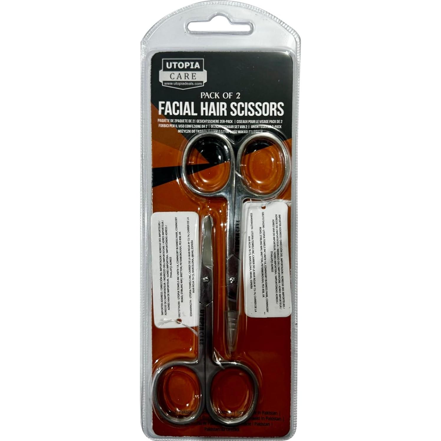 Tijeras Utopia Care de Acero Inoxidable para Cejas y Barba