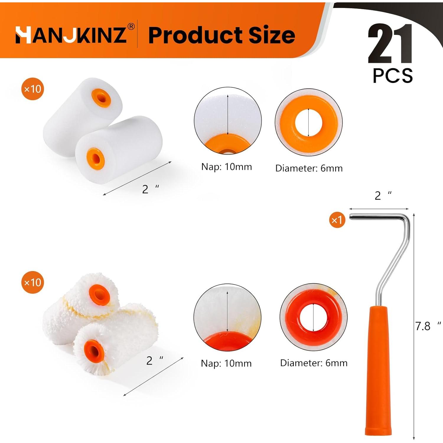 Kit de Rodillos de Pintura 20 Pcs 2" Espuma y Microfibra