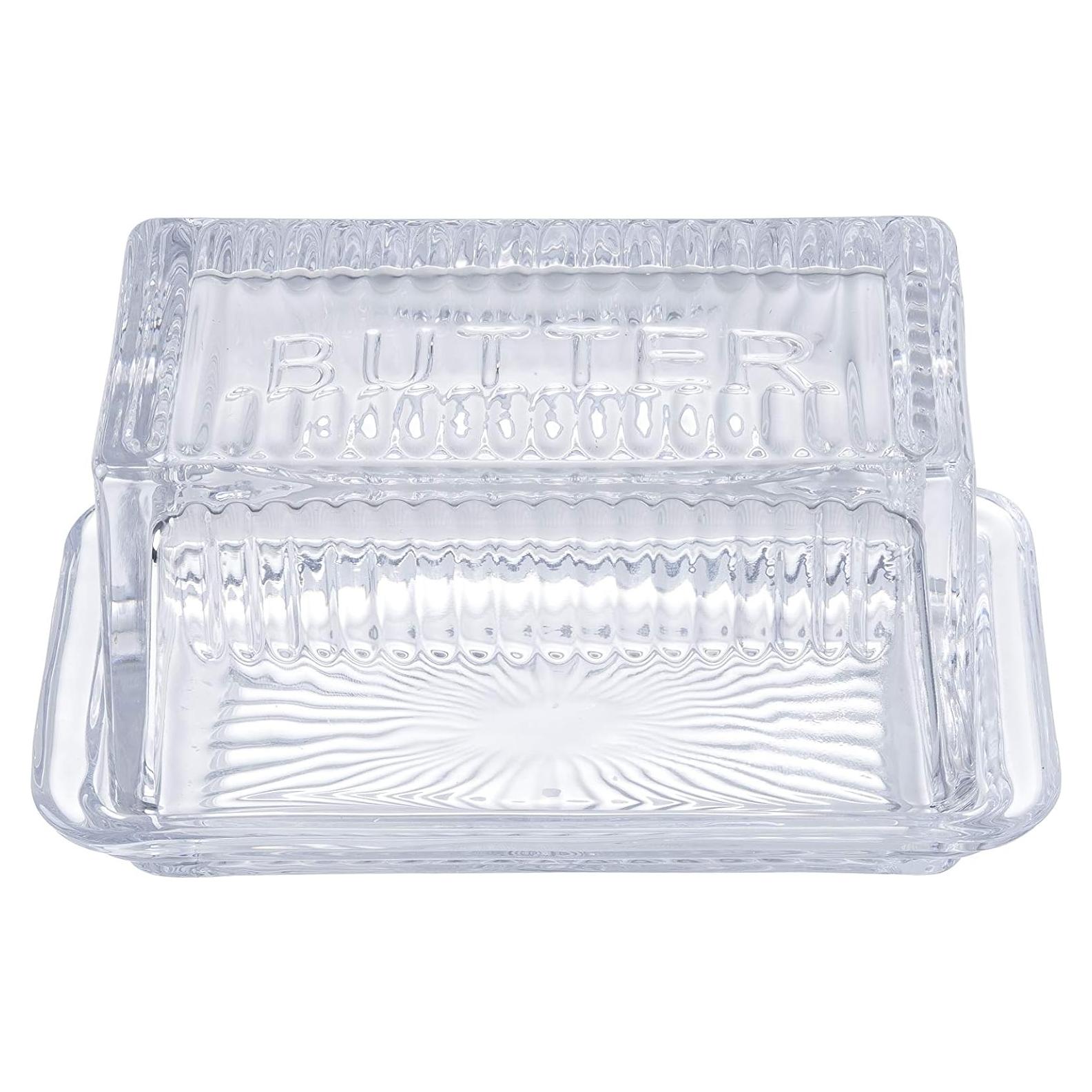 Plato Doble de Mantequilla TableCraft Vidrio Grabado 17.1x10.2x8.3