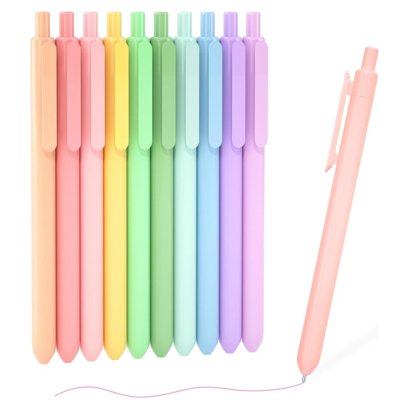 Bolígrafos de Gel Retráctiles Shuttle Art, 10 Colores Pastel 0.7mm