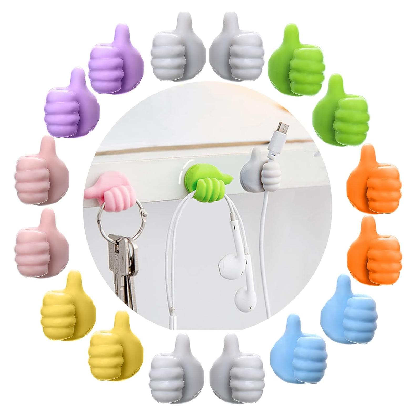 16 Ganchos Adhesivos de Silicona AELITOK para Cables y Llaves