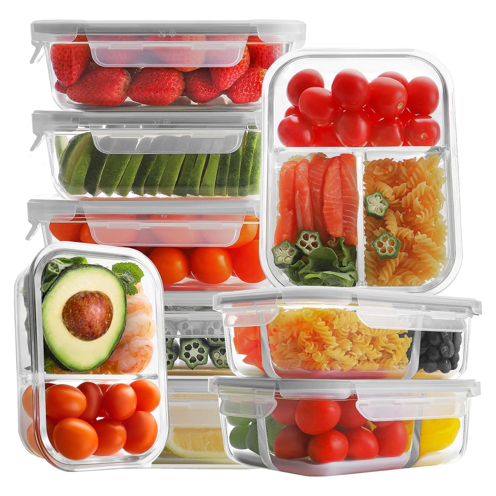 Bayco 9 Contenedores de Vidrio para Comidas A Prueba de Fugas