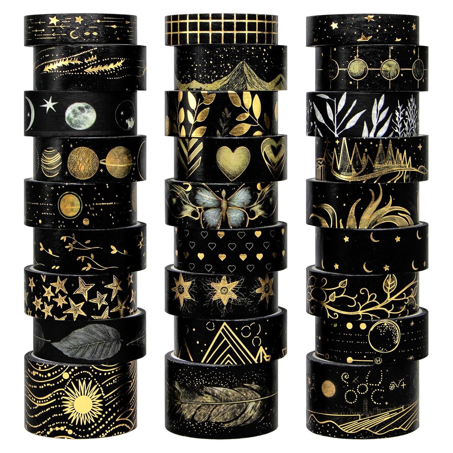Conjunto de Cinta Washi Negra NANYNNU 27 Rollos Decorativa