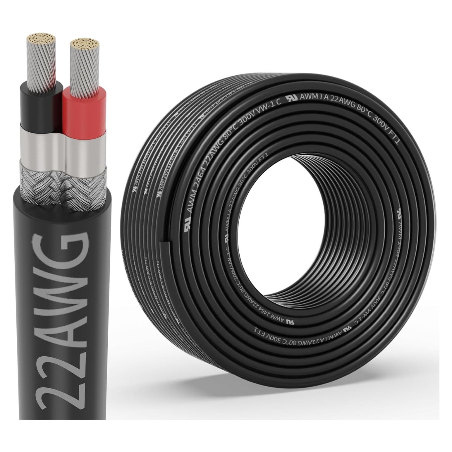 Cable apantallado 22 AWG 2 conductores PYL 7.62 m UL2464