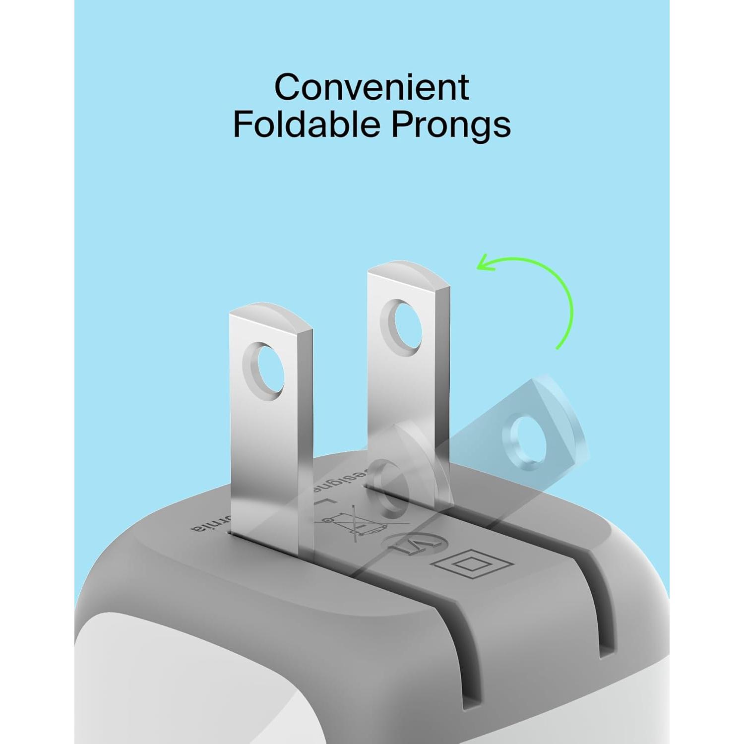 Cargador de Pared USB-C Belkin 20W + 2 Cables USB-C - Blanco