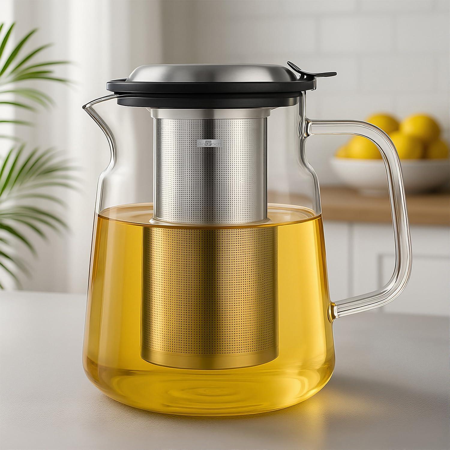 Tetera de Vidrio Aquach 1.68L con Infusor Acero Inoxidable