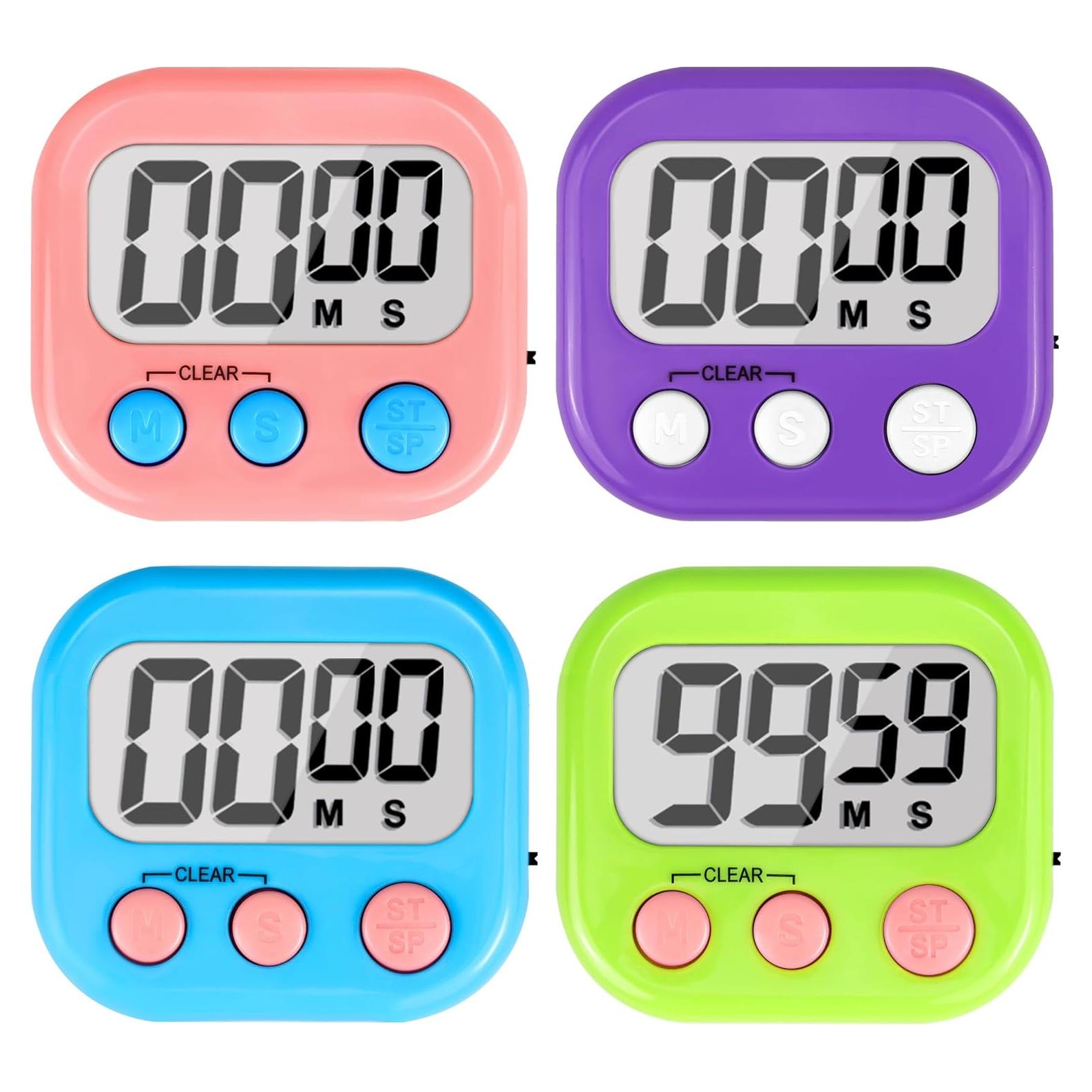 Temporizador Digital AOUVES 4 Pack Rosa Azul Verde Púrpura