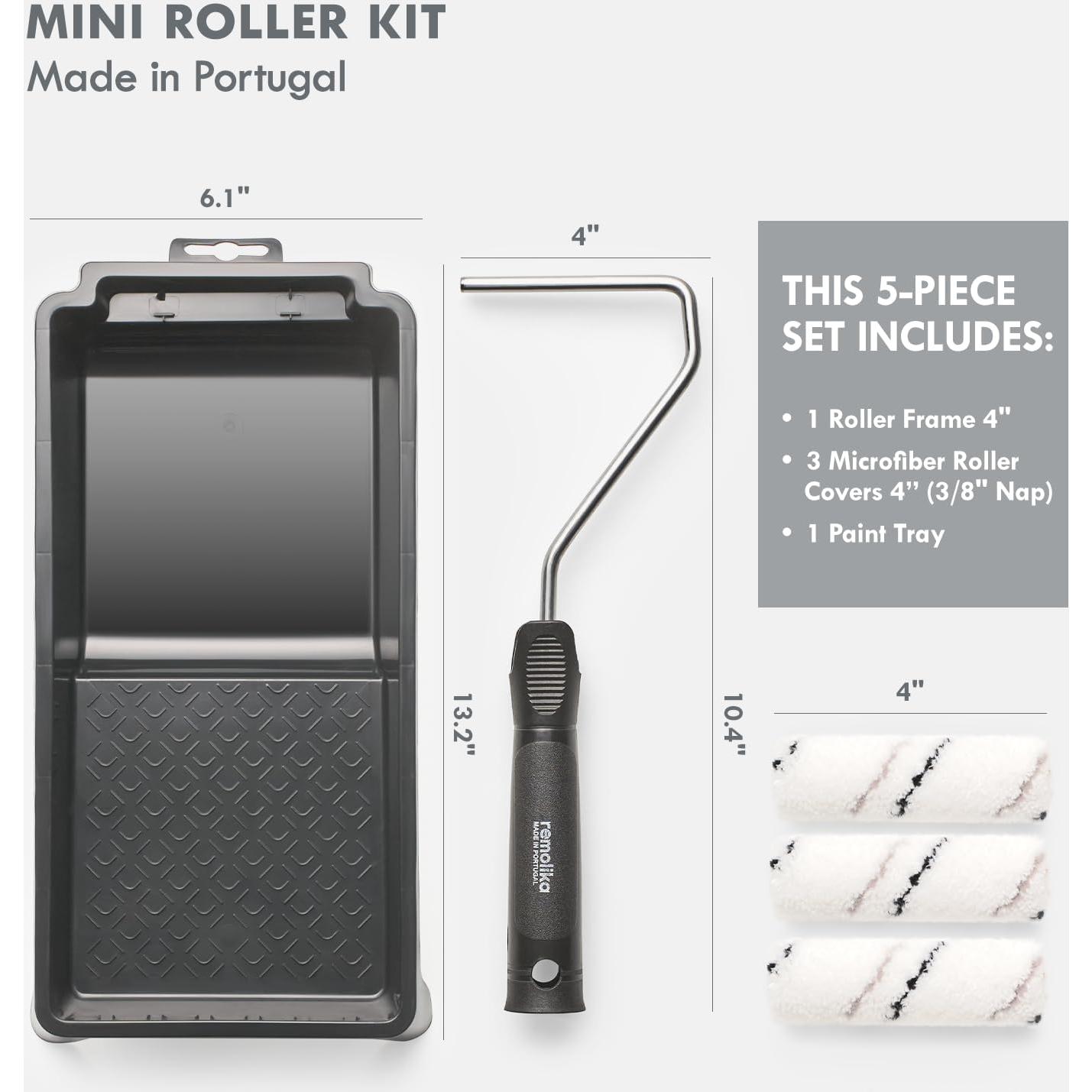 Kit de Rodillo de Pintura Mini Remolika 5 Piezas 4" Microfibra