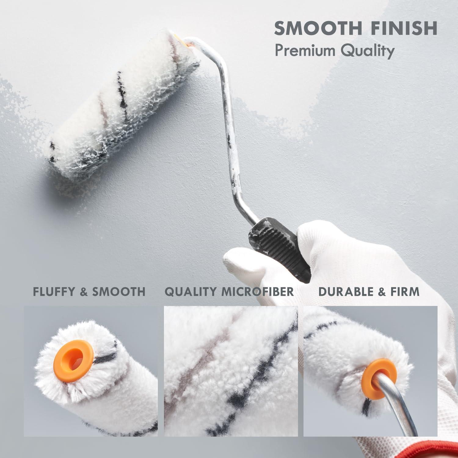 Kit de Rodillo de Pintura Mini Remolika 5 Piezas 4" Microfibra