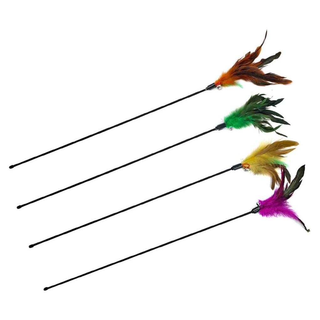 4 Varitas Interactivas para Gatos IUHKBH con Plumas y Campana