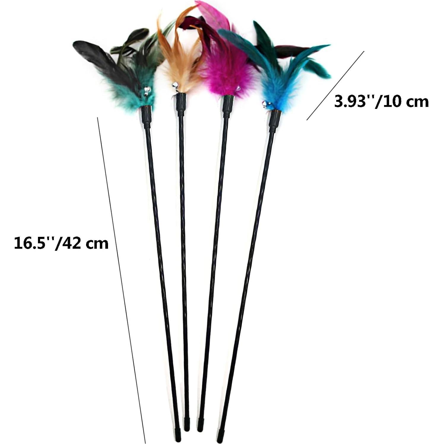 4 Varitas Interactivas para Gatos IUHKBH con Plumas y Campana
