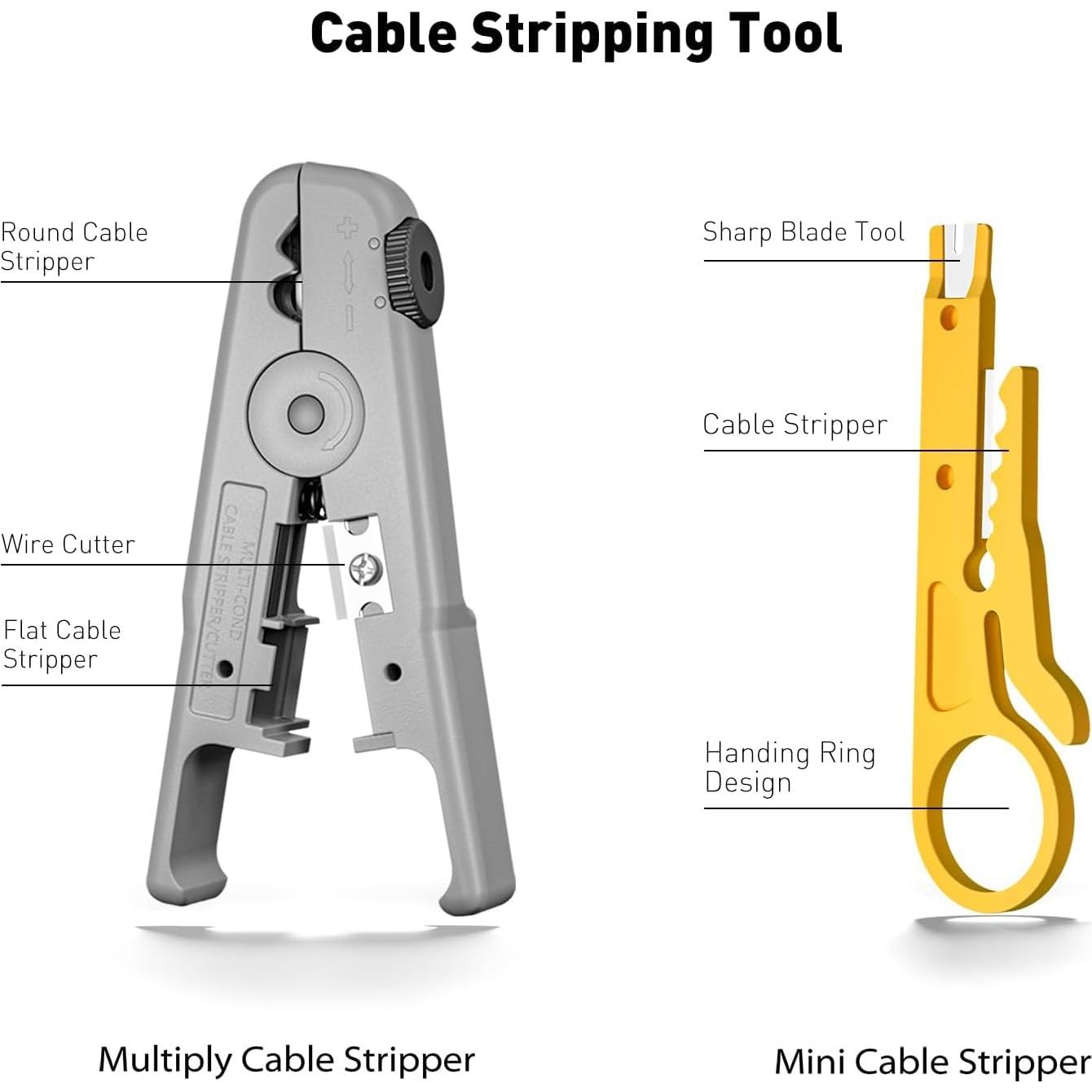 Kit de Crimpado RJ45 ZOERAX 8 en 1 con 50 Conectores Cat6
