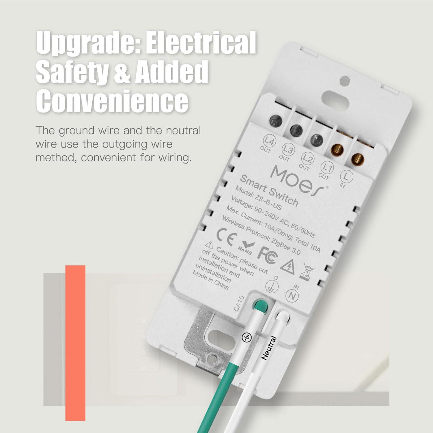 Interruptor Inteligente Zigbee MOES 1 Gang Blanco 2da Gen