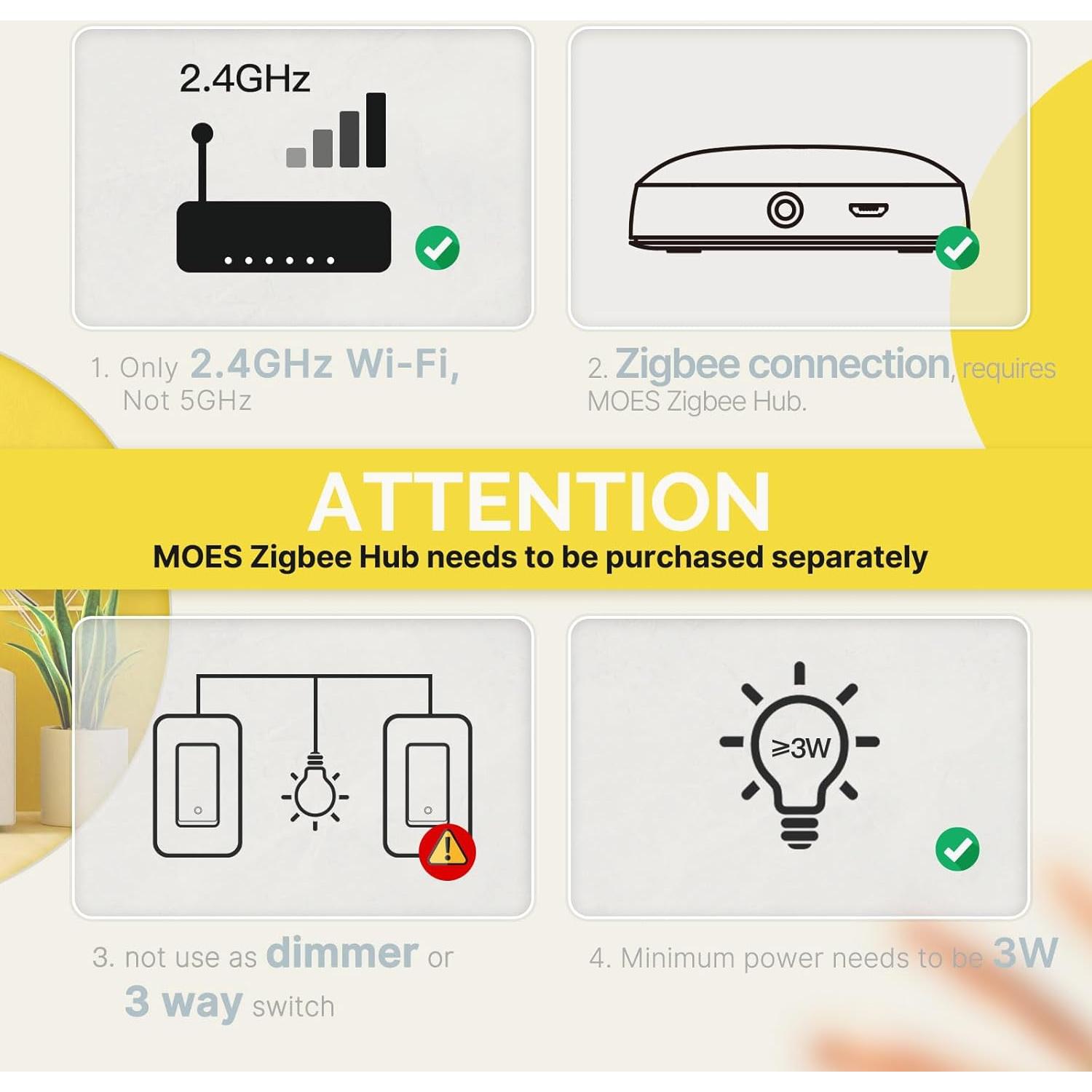Interruptor Inteligente Zigbee MOES 1 Gang Blanco 2da Gen