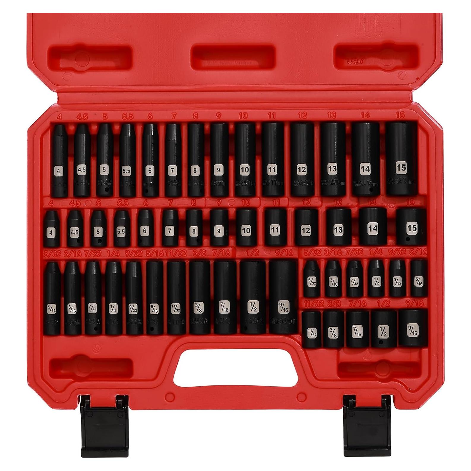 Juego de Enchufes de Impacto Mayouko 50PCS 1/4" Metrico/SAE