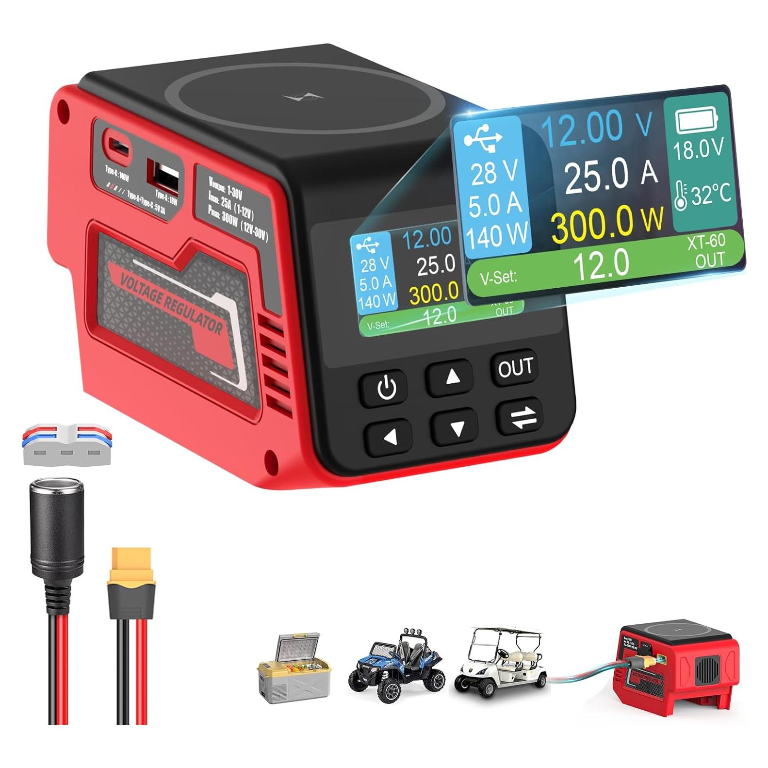 Regulador de Voltaje Vortlink 300W 1-30V para Batería Milwaukee