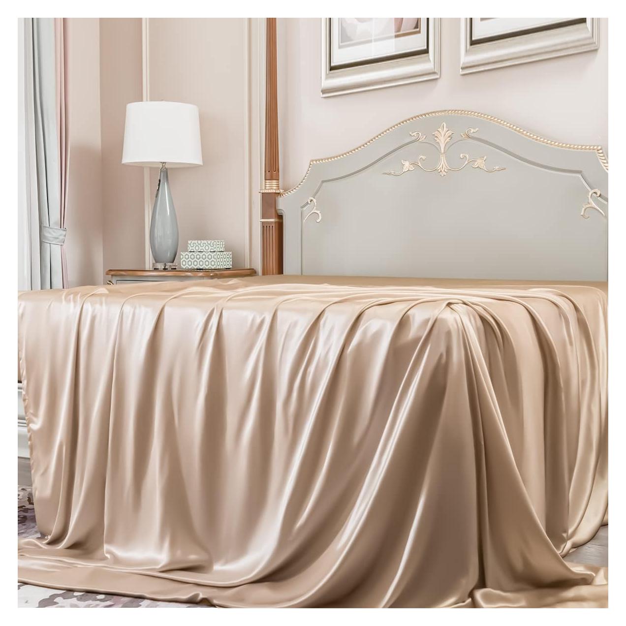 Sábana Plana de Seda PROMEED 100% Morera Twin XL Champán