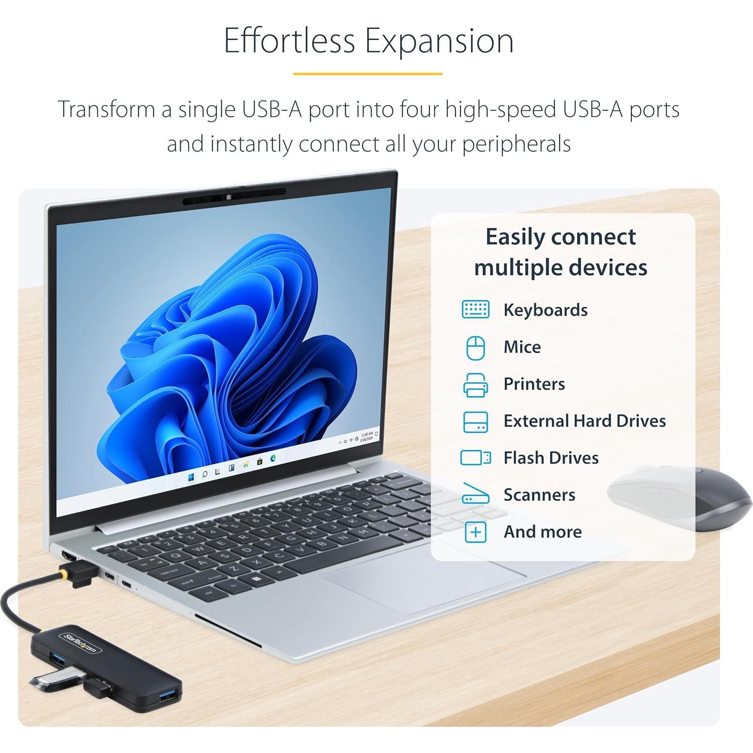 Hub USB-A de 4 Puertos StarTech.com, USB 3.0, Compacto y Portátil