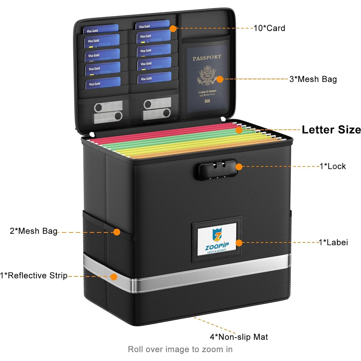 Caja de Archivos a Prueba de Fuego ZOOPIP con Cerradura 12L