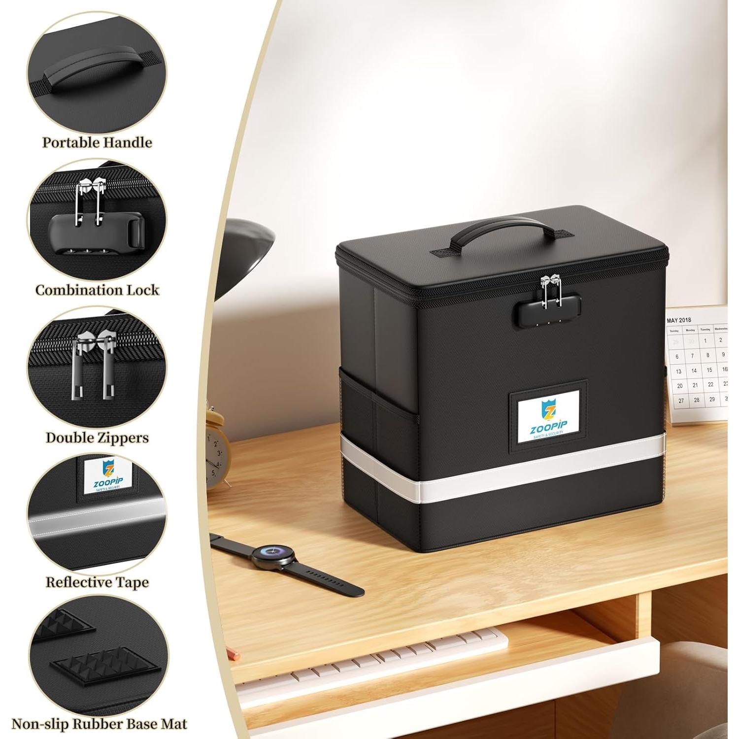 Caja de Archivos a Prueba de Fuego ZOOPIP con Cerradura 12L