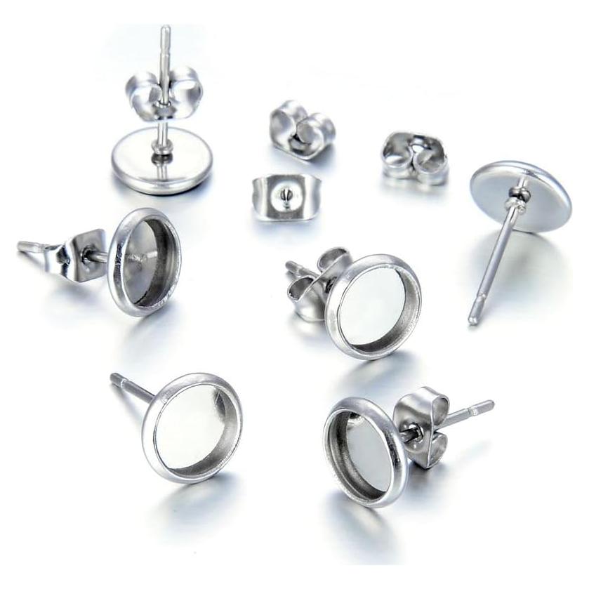 20 Postes de Pendientes Hipoalergénicos Adabele 10mm Acero Inoxidable