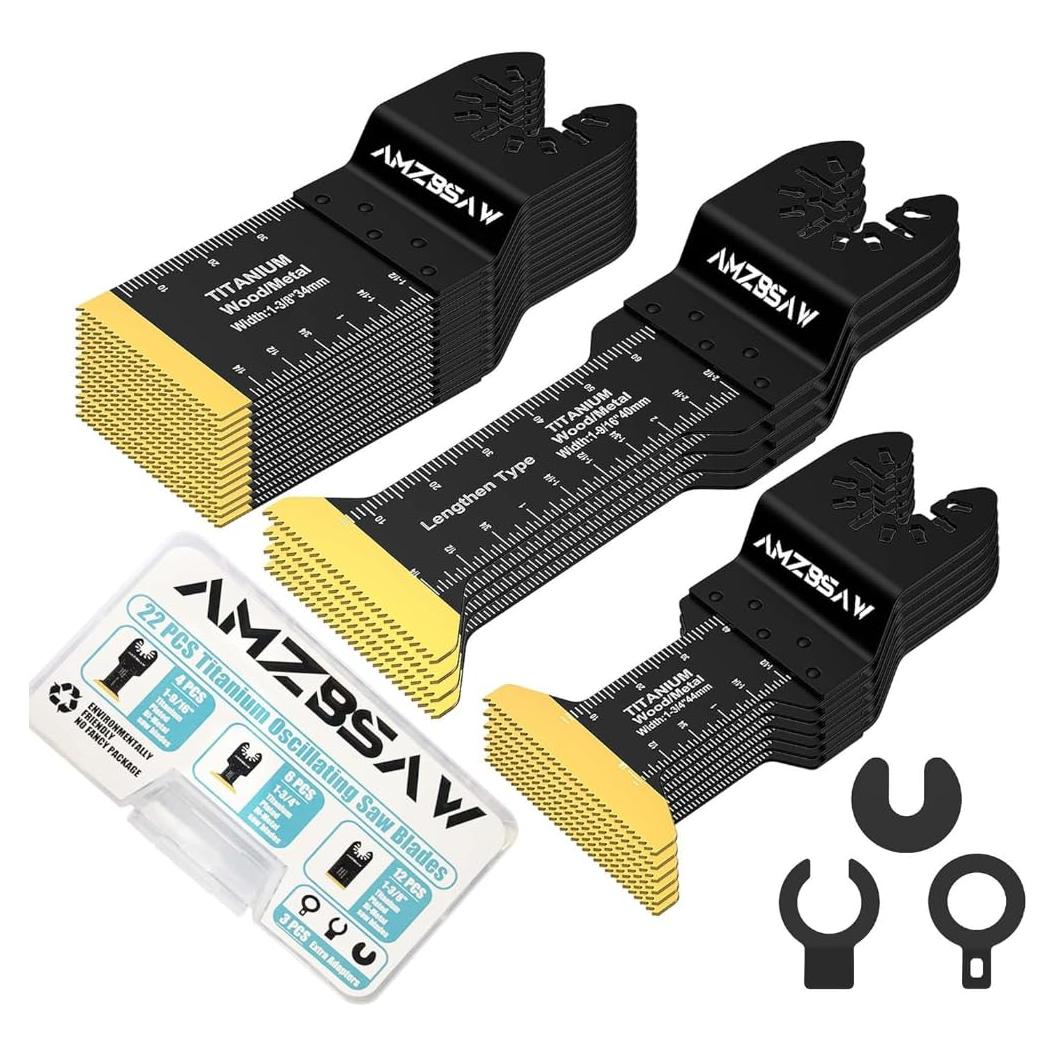 Kit de Cuchillas de Multiherramienta Titanio 22PCS AMZBSAW