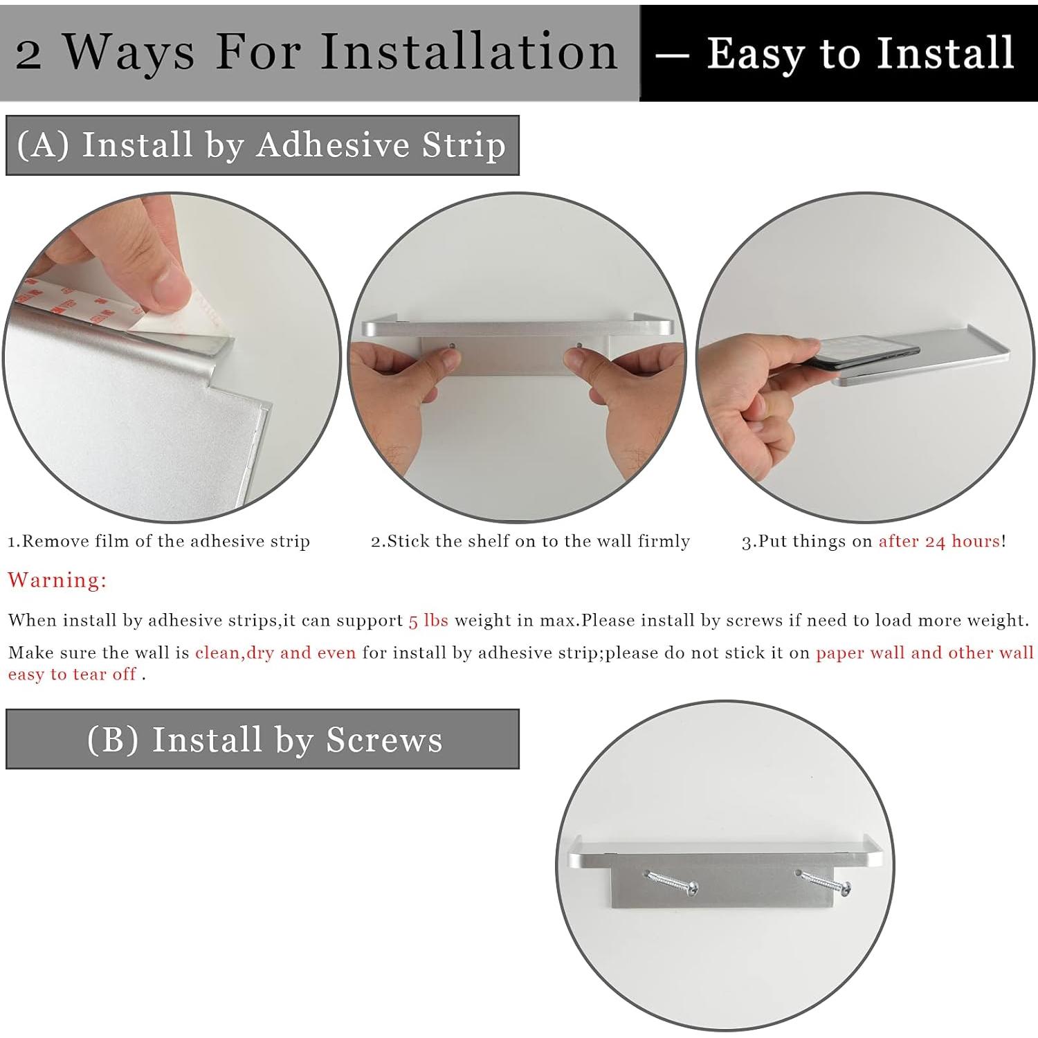 Estante de Pared Flotante JDYOOMI Negro 18.5x10.8cm Duradero