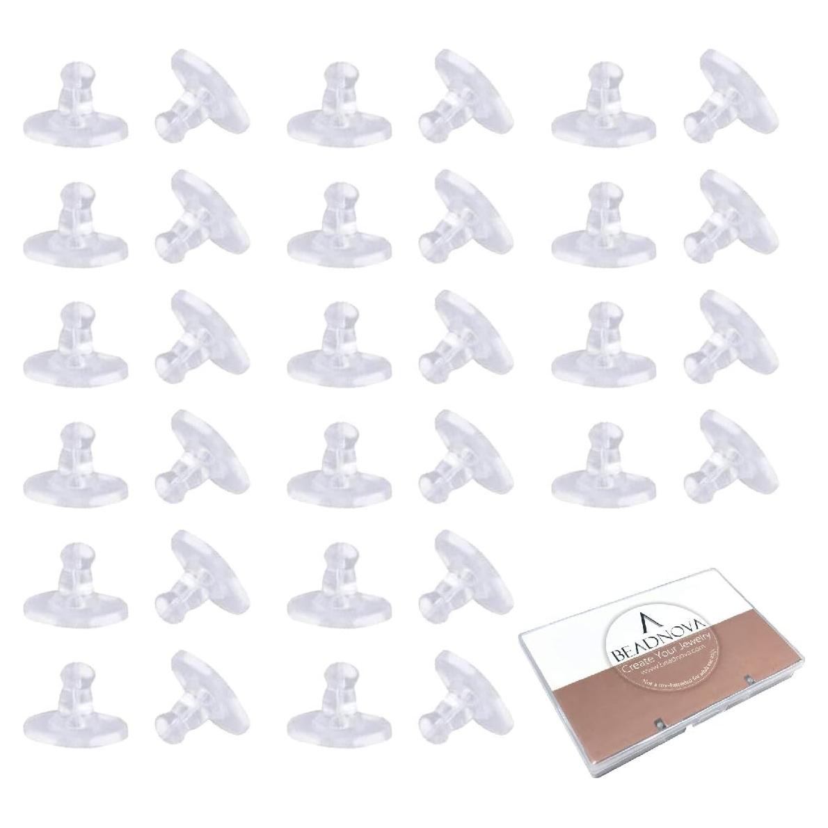 Respaldo de Aretes BEADNOVA 120pcs Goma Transparente Hipoalergénico