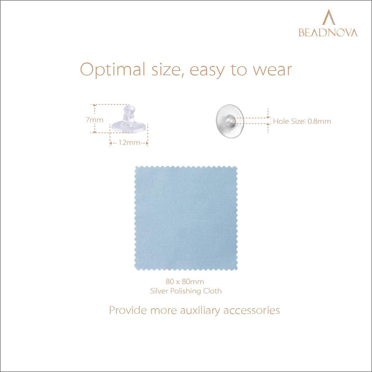 Respaldo de Aretes BEADNOVA 120pcs Goma Transparente Hipoalergénico