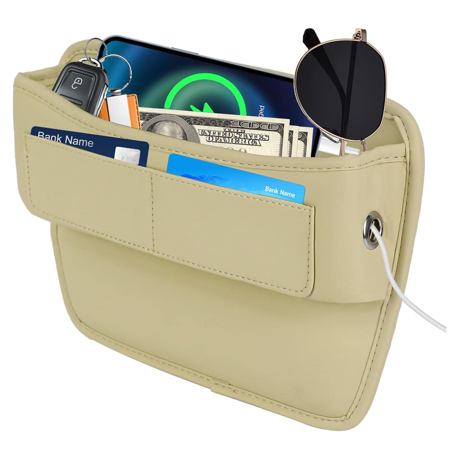 Organizador de Asiento Automotriz Hbxdeco Beige Cuero Universal