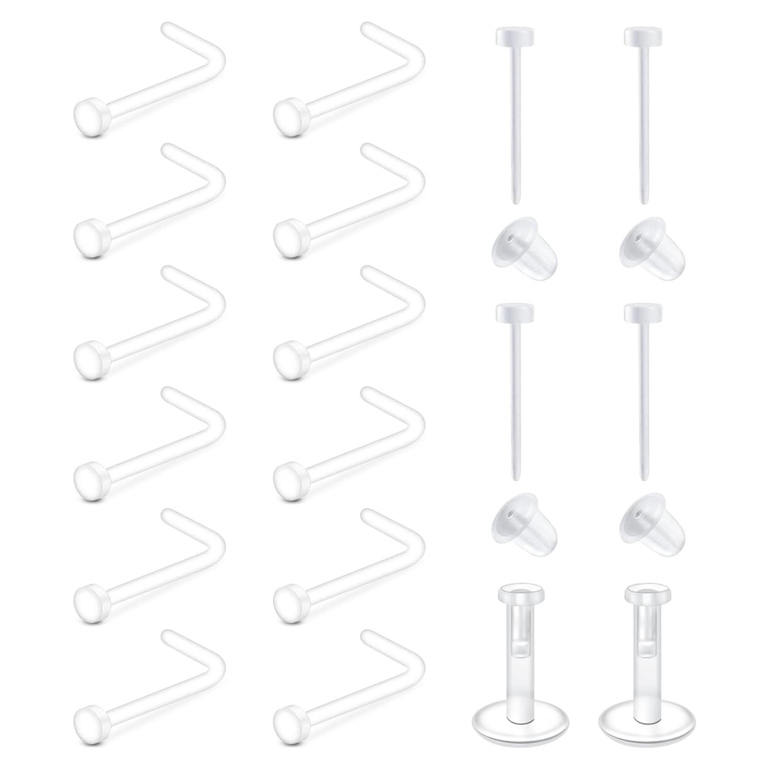 Anillos de Nariz Transparentes QWALIT 18g 20g 12 Piezas