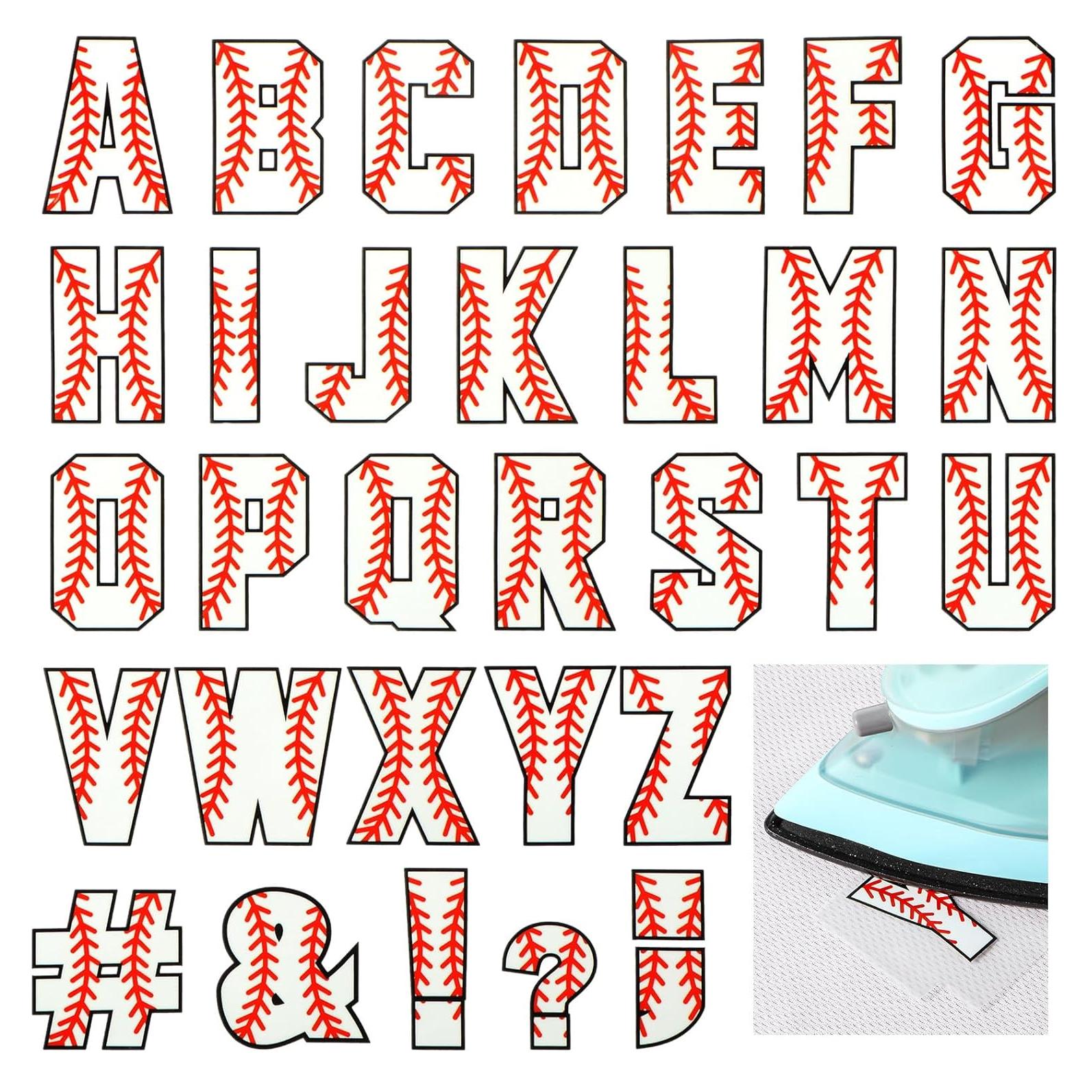 Outus Letras Termoadhesivas de Béisbol 372 Pcs 3.8 cm A-Z