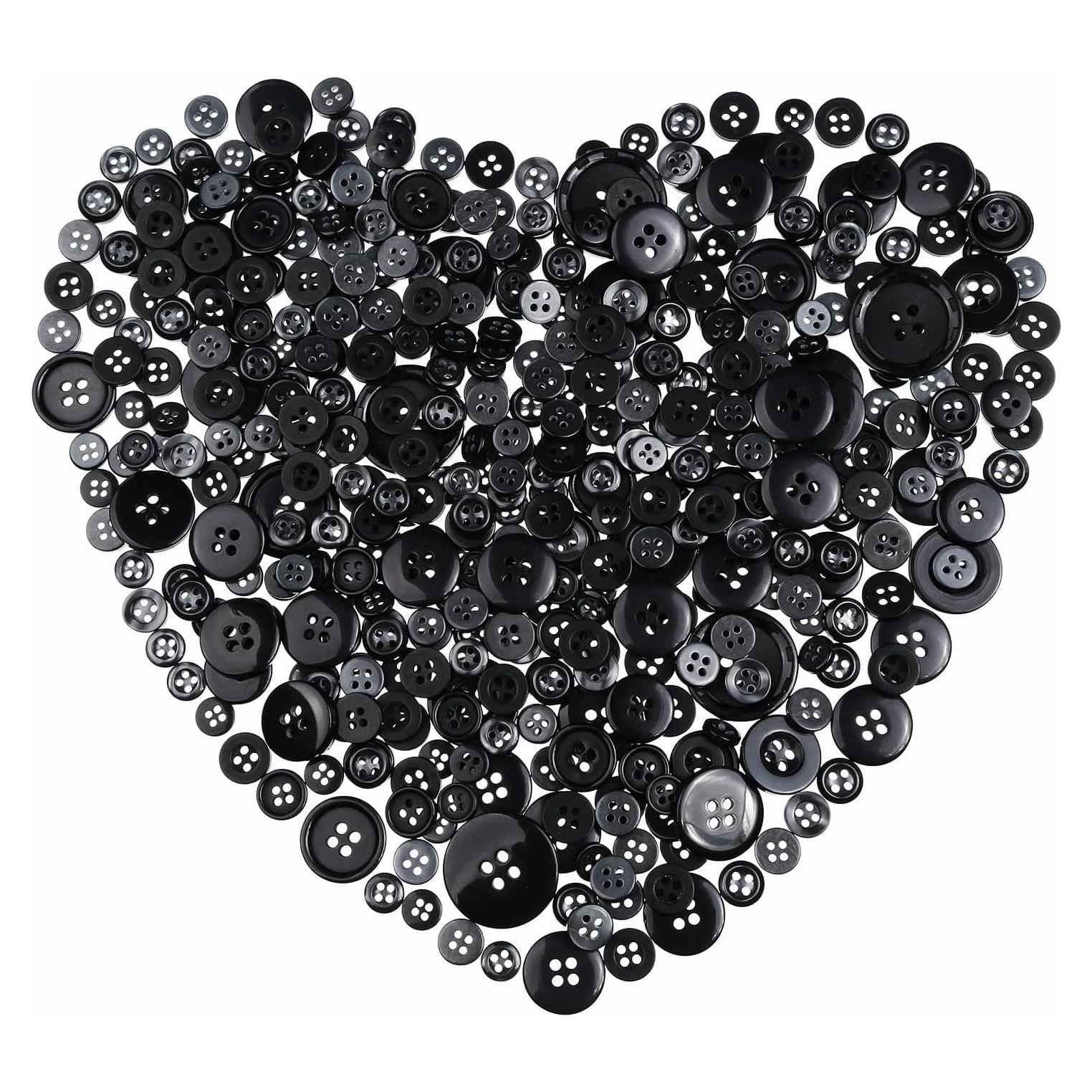 1600 Botones Negros de Resina Qovydx para Manualidades 1.8-7.6 cm