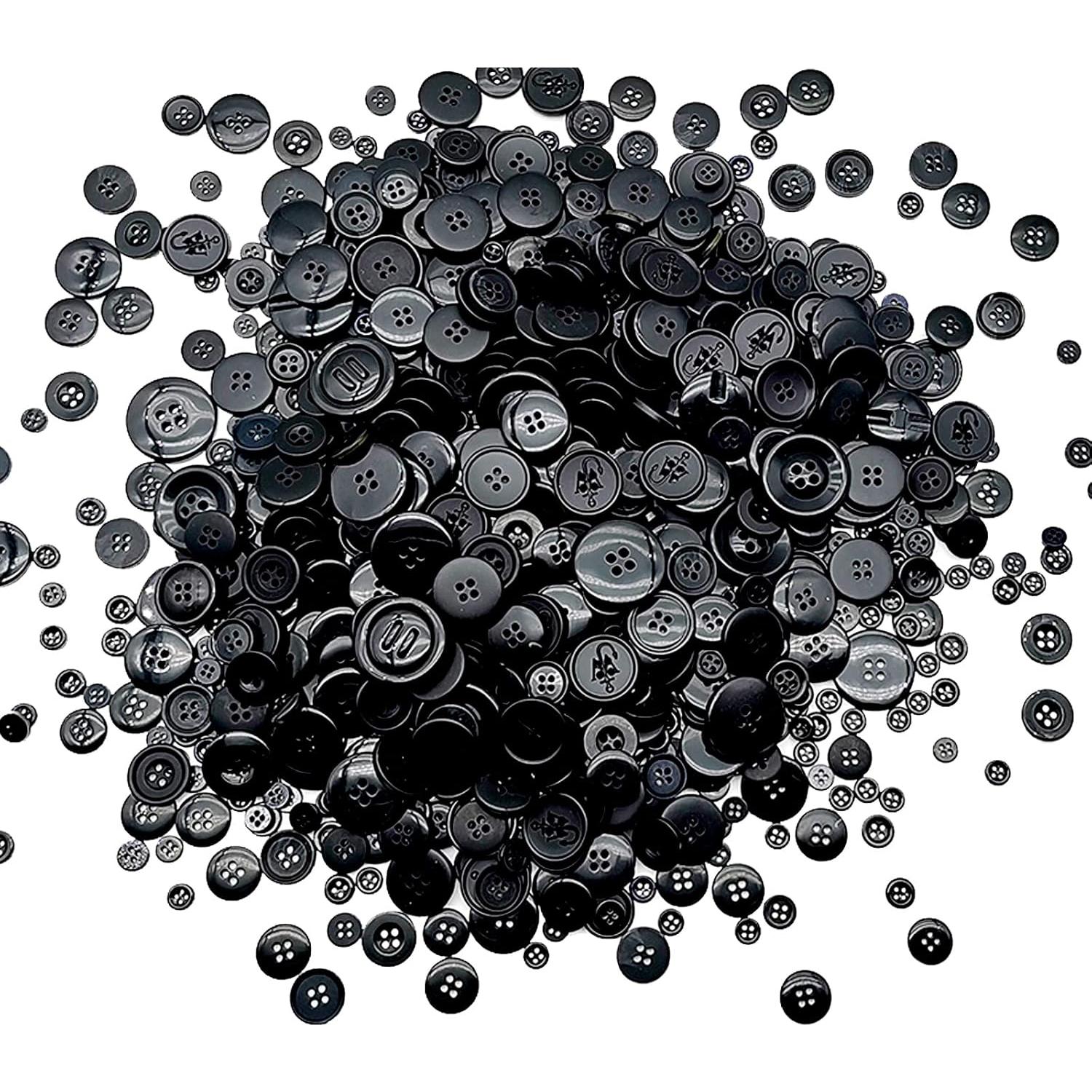 1600 Botones Negros de Resina Qovydx para Manualidades 1.8-7.6 cm