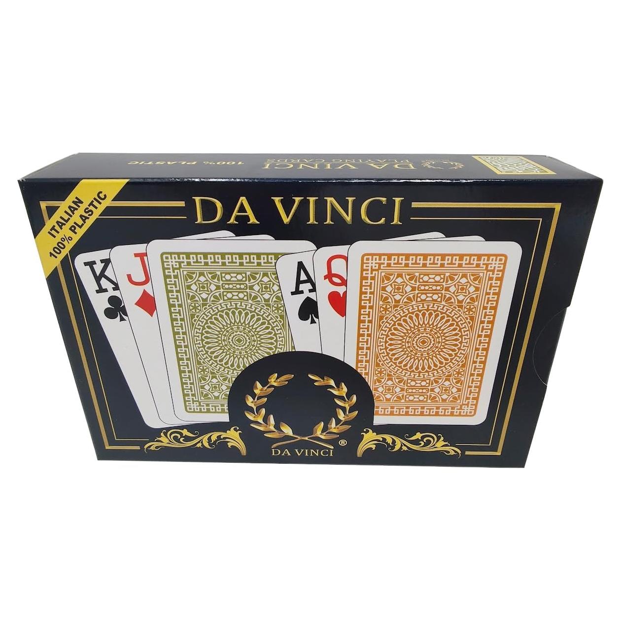 Set de 2 Barajas de Juego Da Vinci con Estuche Duro Jumbo