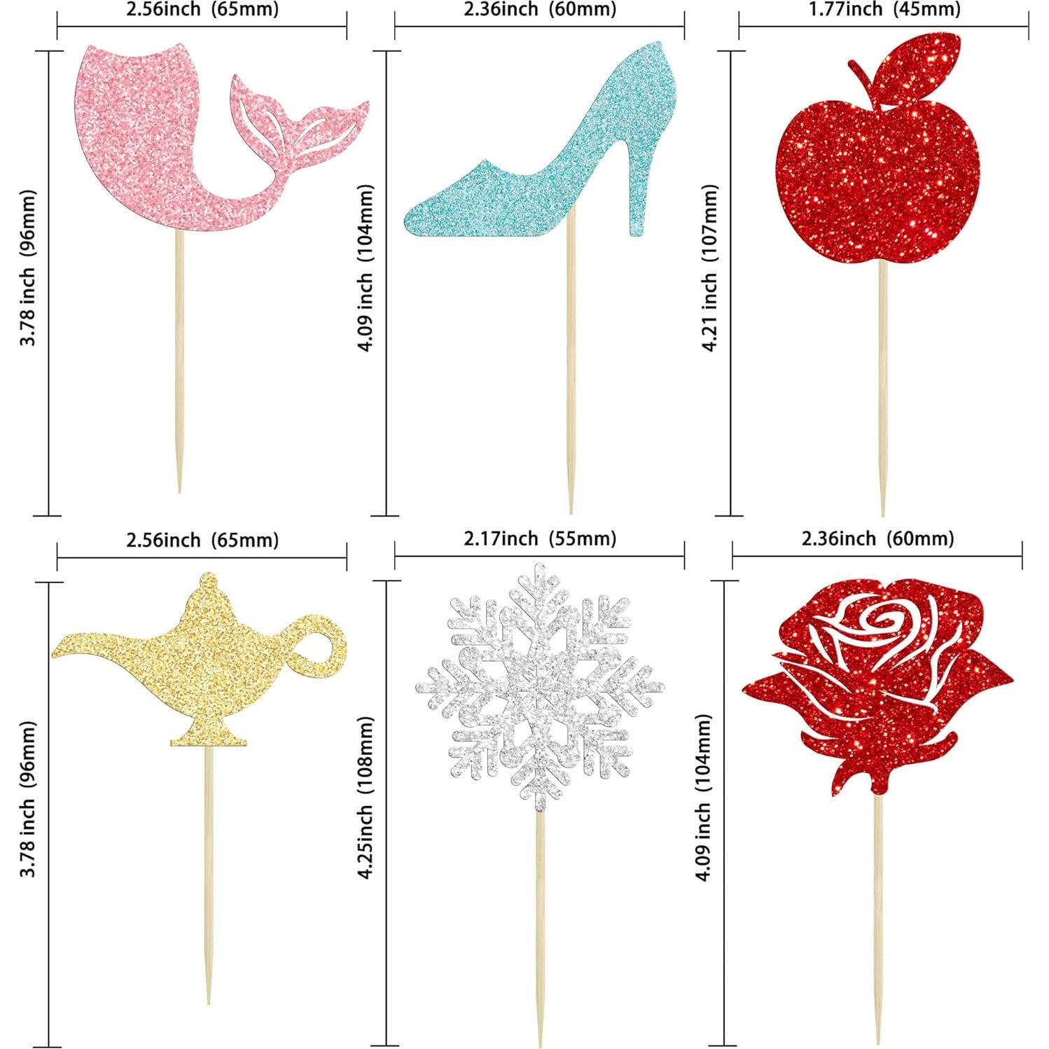 Toppers de Cupcake Princesa Gyufise 24Pcs Decorativos