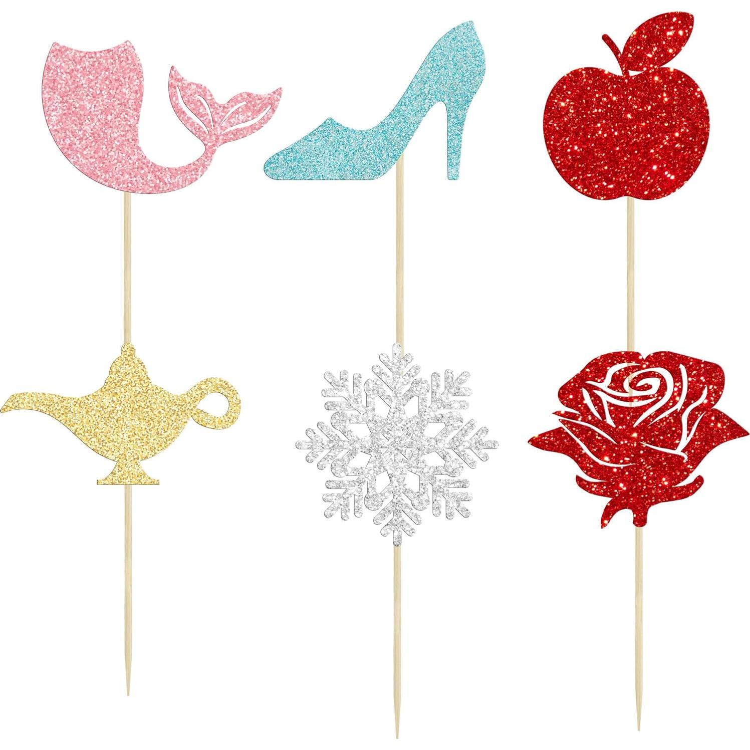 Toppers de Cupcake Princesa Gyufise 24Pcs Decorativos