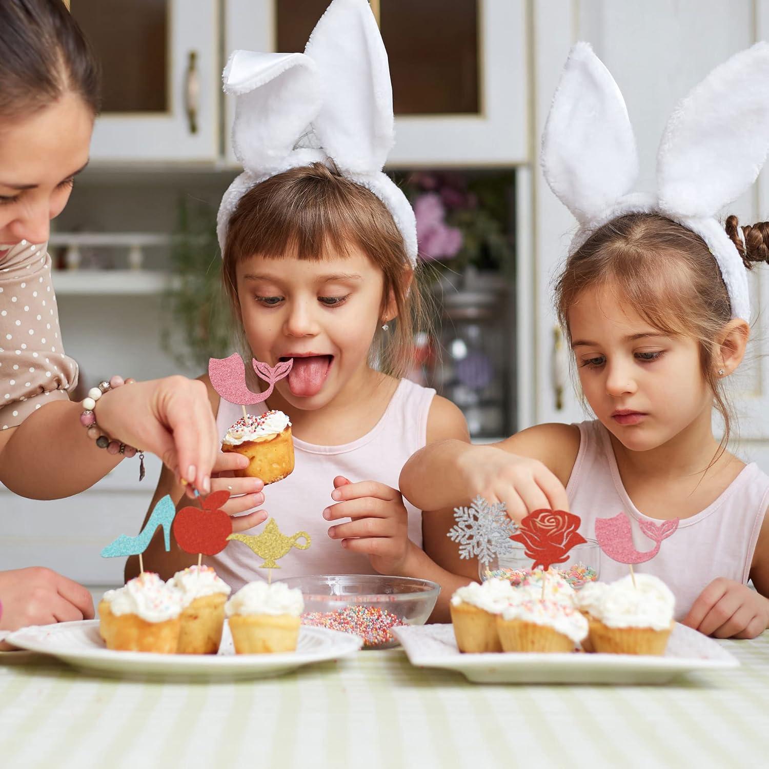 Toppers de Cupcake Princesa Gyufise 24Pcs Decorativos