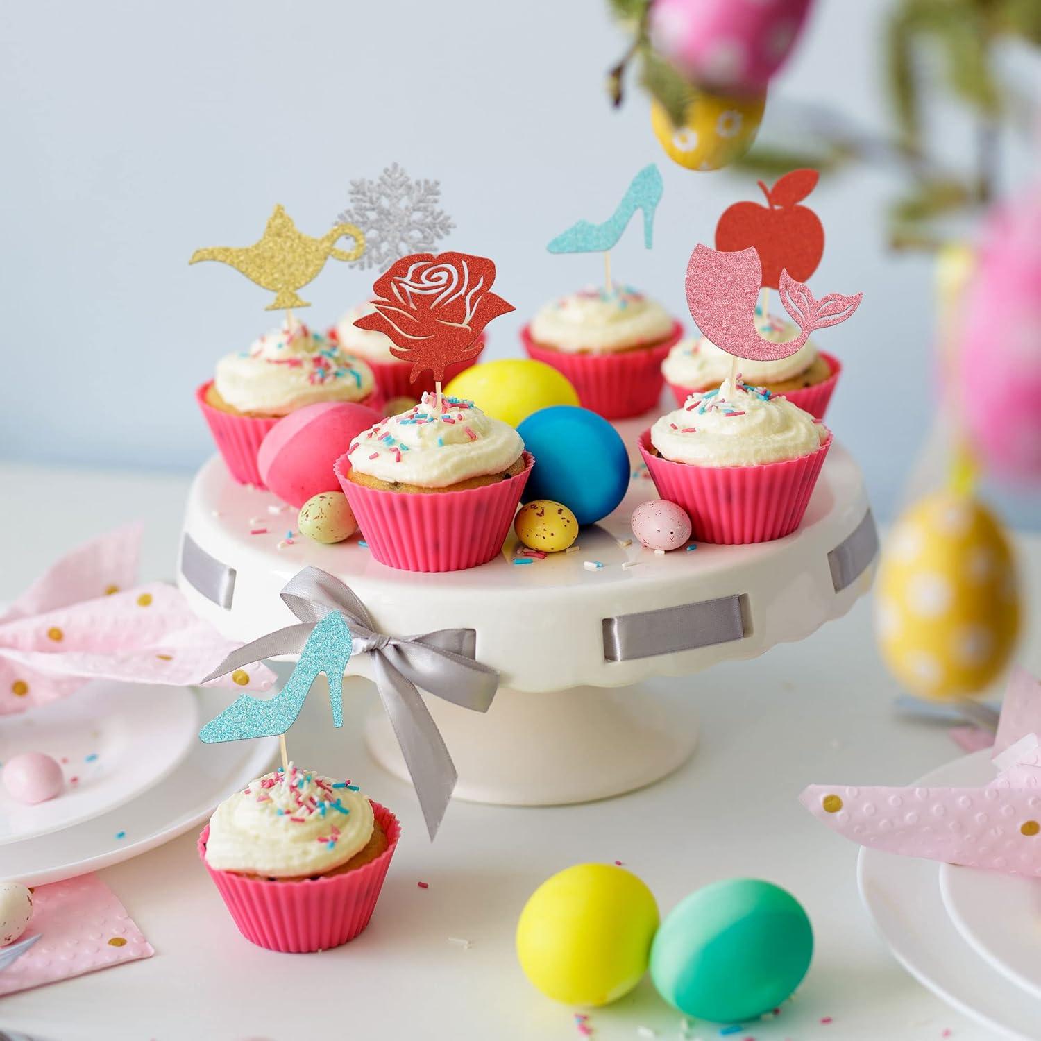 Toppers de Cupcake Princesa Gyufise 24Pcs Decorativos