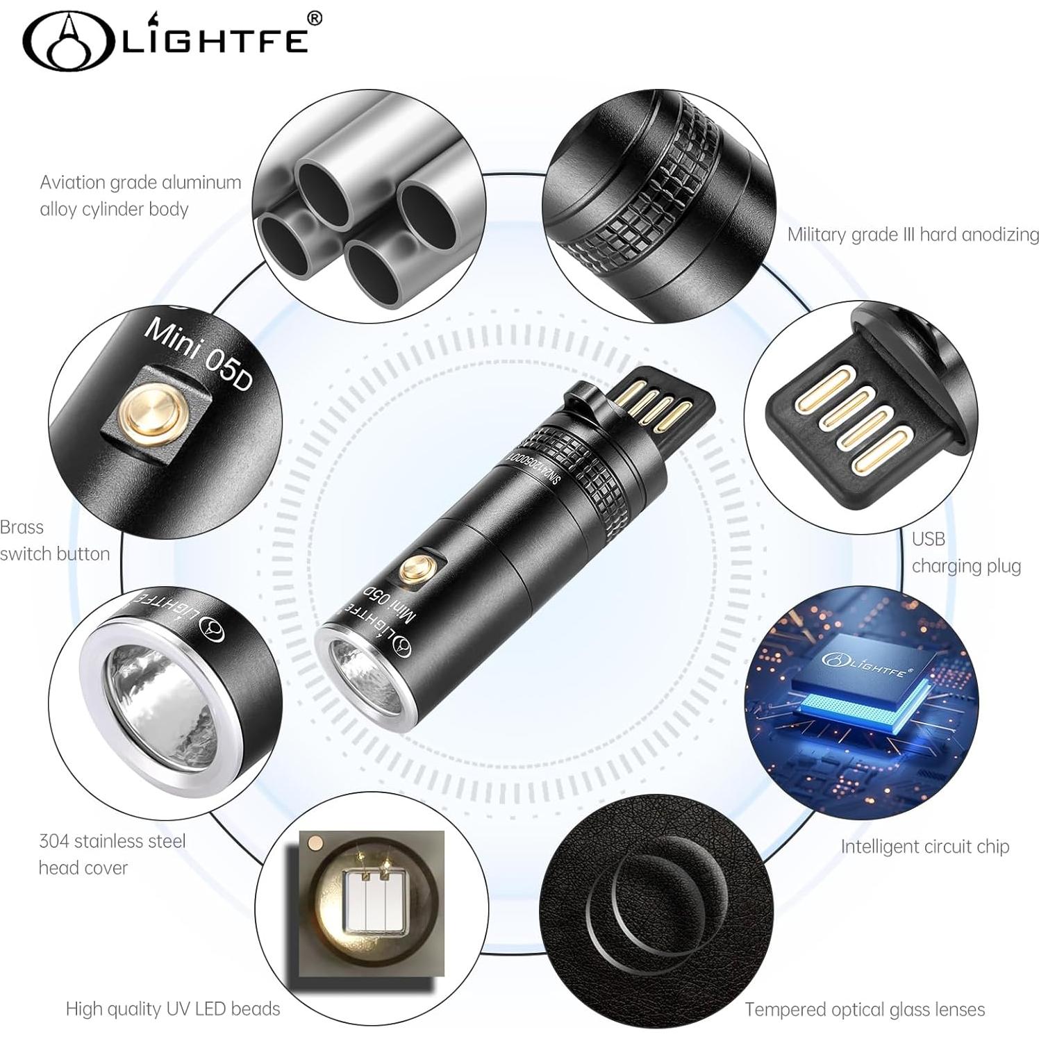 Linterna UV Recargable LIGHTFE Mini05D 365nm Compacta