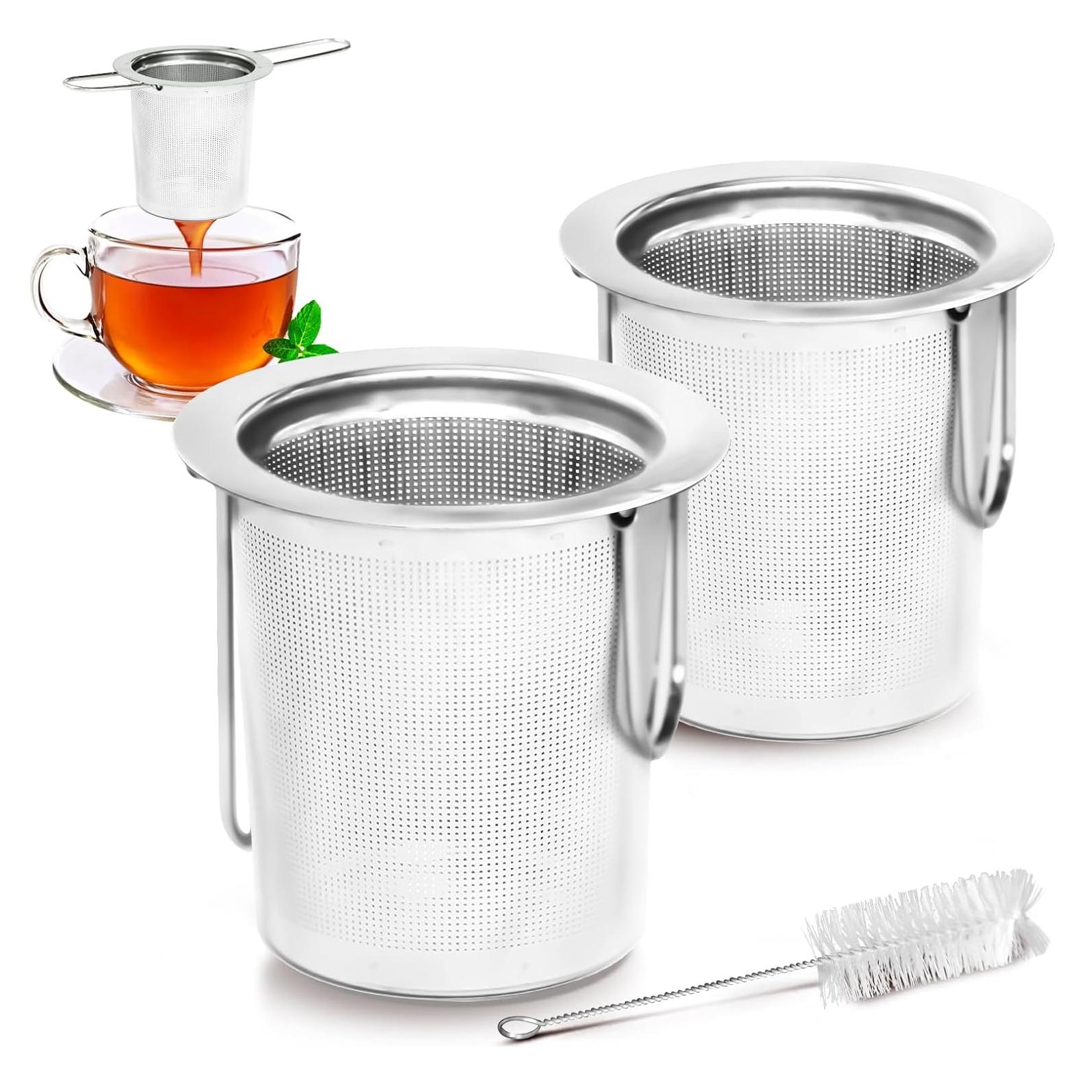 Infusores de Té de Acero Inoxidable Jewderm - 2 Piezas con Mango Plegable