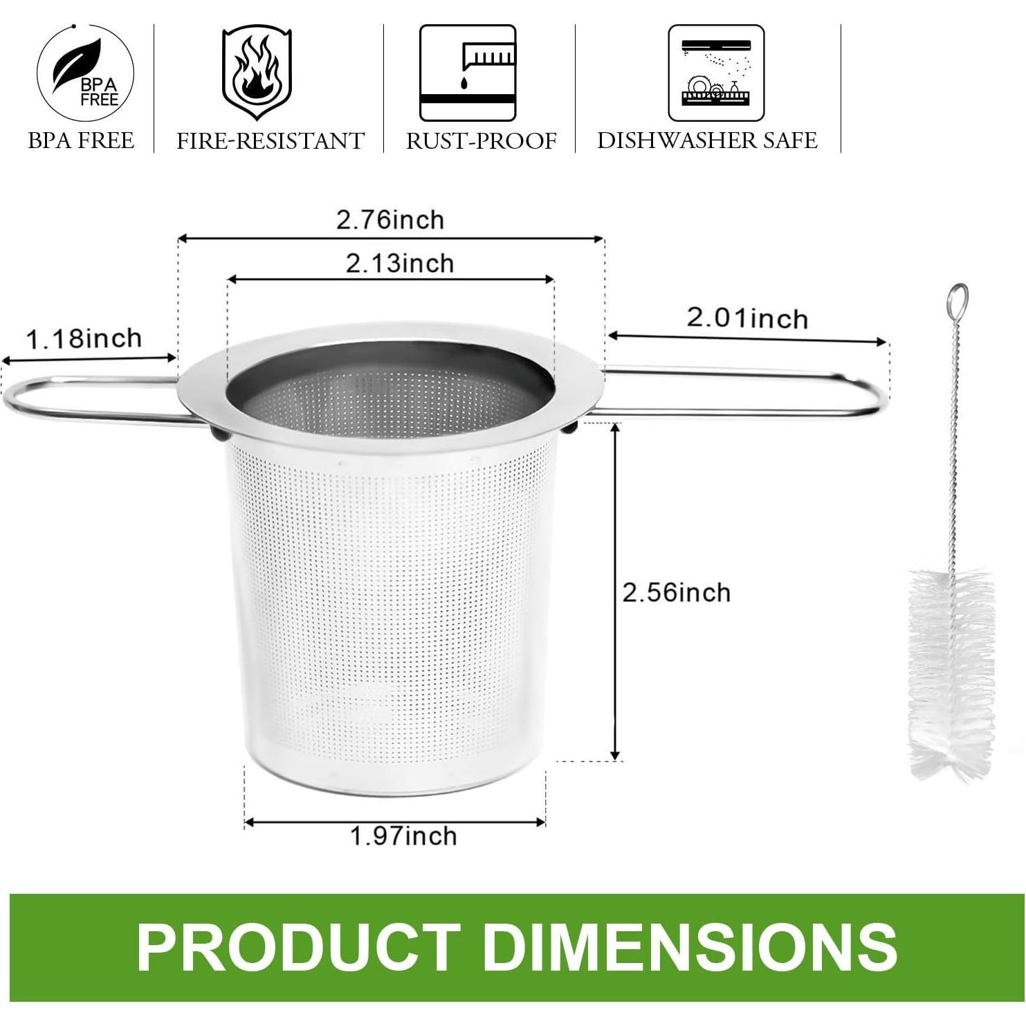 Infusores de Té de Acero Inoxidable Jewderm - 2 Piezas con Mango Plegable