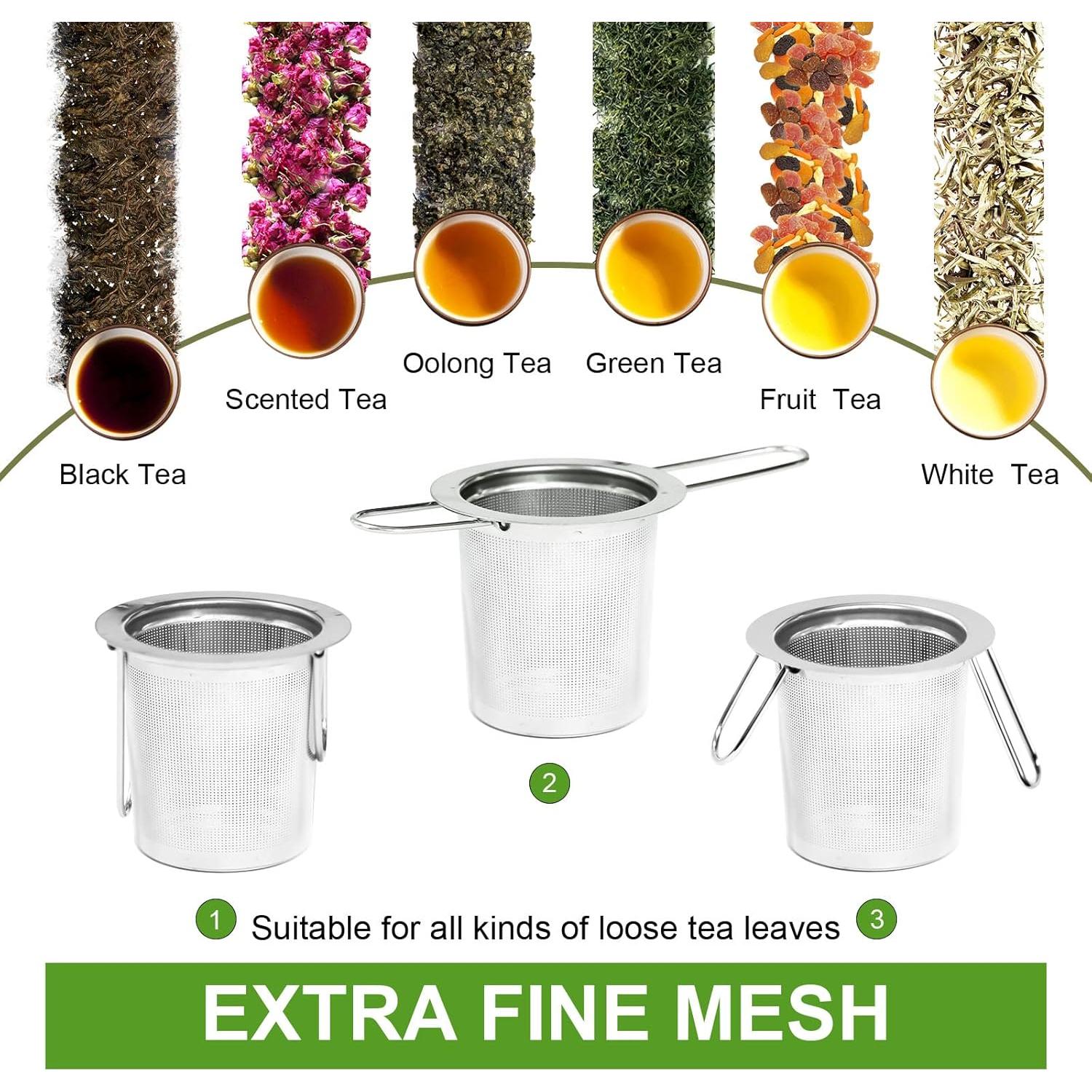 Infusores de Té de Acero Inoxidable Jewderm - 2 Piezas con Mango Plegable