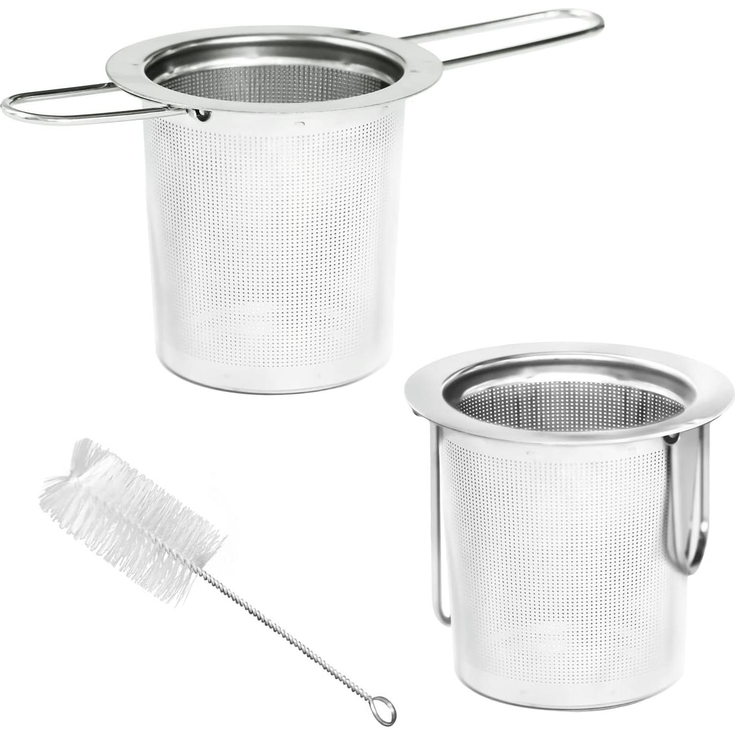 Infusores de Té de Acero Inoxidable Jewderm - 2 Piezas con Mango Plegable