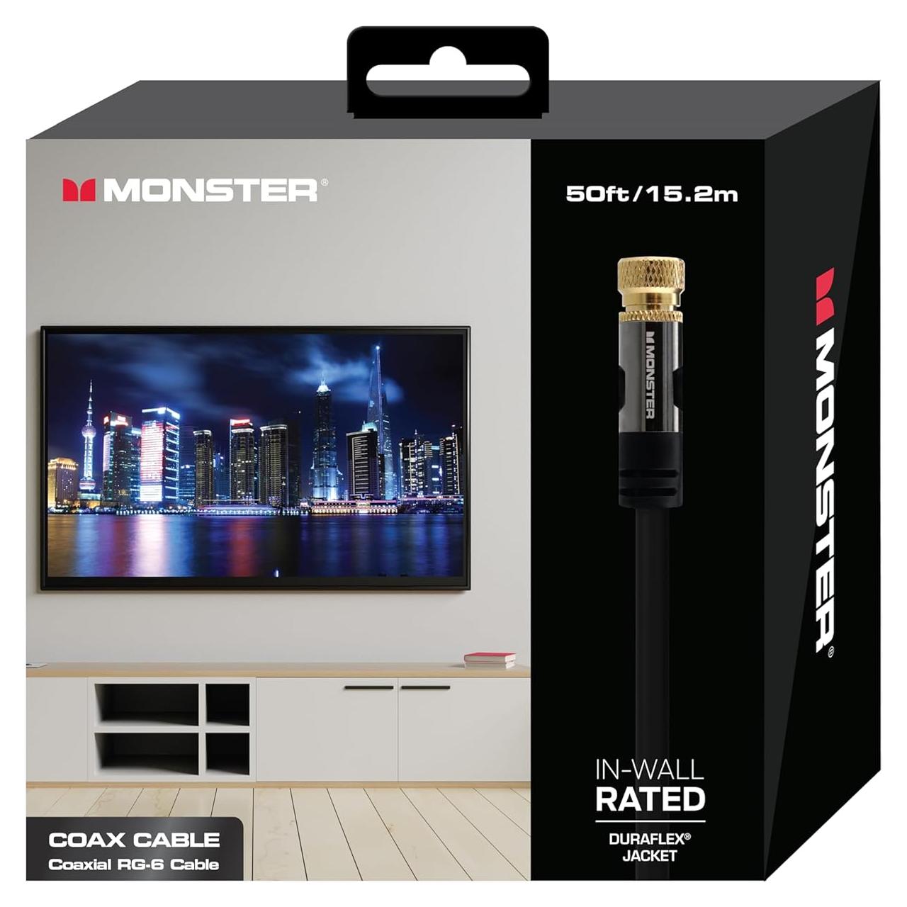 Cable Coaxial Monster 15 Metros RG-6 Cuádruple Blindaje